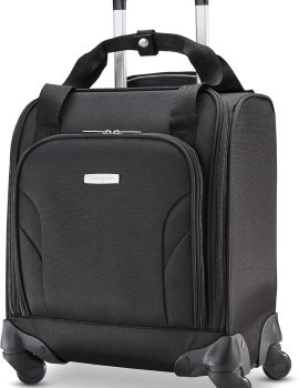 Underseat Carry-On Spinner With USB Port, Jet Black, One Size