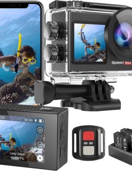Speed 20 Action Camera 4K 60FPS Underwater Camera, Waterproof Camera Underwater 131FT, with Stabilization Wireless Remote, 5X Zoom, 170° Wide Angle